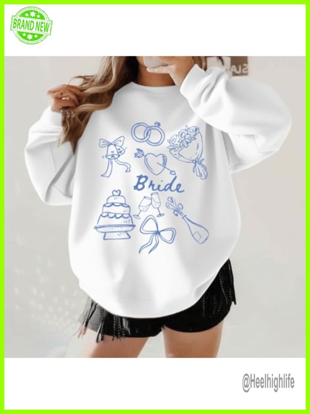 Bride Sweatshirt Oversized Long Sleeve Pullover Bachelorette Wedding - Picture 3 of 6